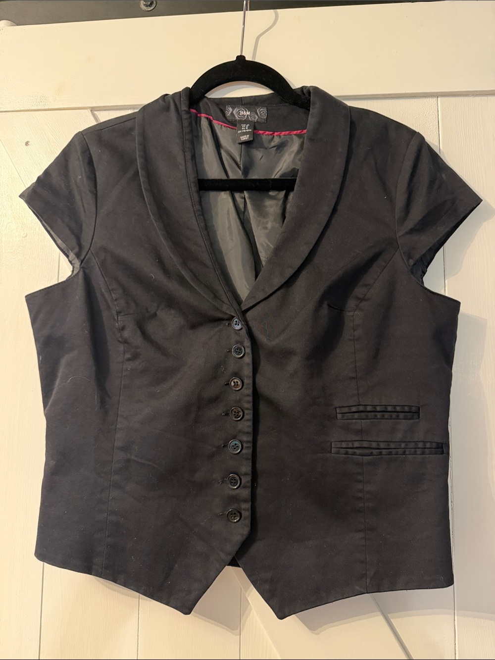 H&M Black Cap-Sleeve Tailored Vest